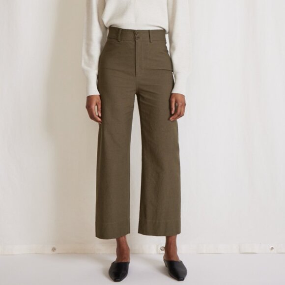 Apiece Apart Merida Olive 100% Cotton Wide Leg Pants (2) - Picture 3 of 6